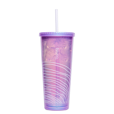 24oz SIP Double Wall Plastic Straw Tumbler w/ Lid - Pearl Purple - bzyoo