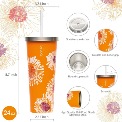 24oz SUP Double Wall Vacuum Insulated Stainless Steel Tumbler w/ Straw Lid - bzyoo