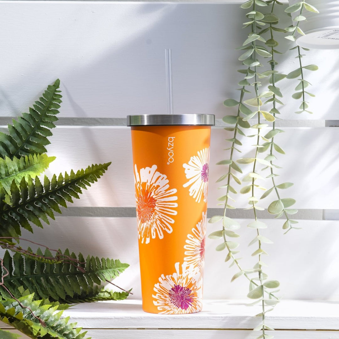 Bzyoo SUP Double Wall Vacuum Insulated Cup with Straw and Lid, Stainless Steel Water Bottle, Travel Mug, Valentine's Day