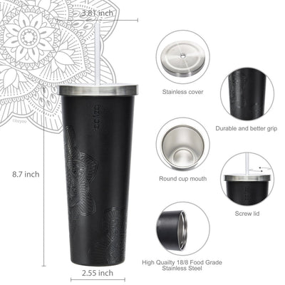 24oz SUP Double Wall Vacuum Insulated Stainless Steel Tumbler w/ Straw Lid - bzyoo