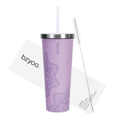 24oz SUP Double Wall Vacuum Insulated Stainless Steel Tumbler w/ Straw Lid - bzyoo