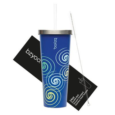 24oz SUP Double Wall Vacuum Insulated Stainless Steel Tumbler w/ Straw Lid - Blue Swirl - bzyoo