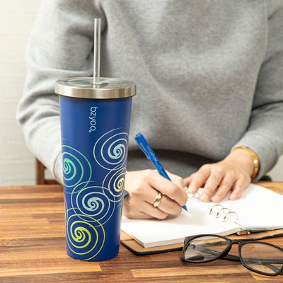 24oz SUP Double Wall Vacuum Insulated Stainless Steel Tumbler w/ Straw Lid - Blue Swirl - bzyoo