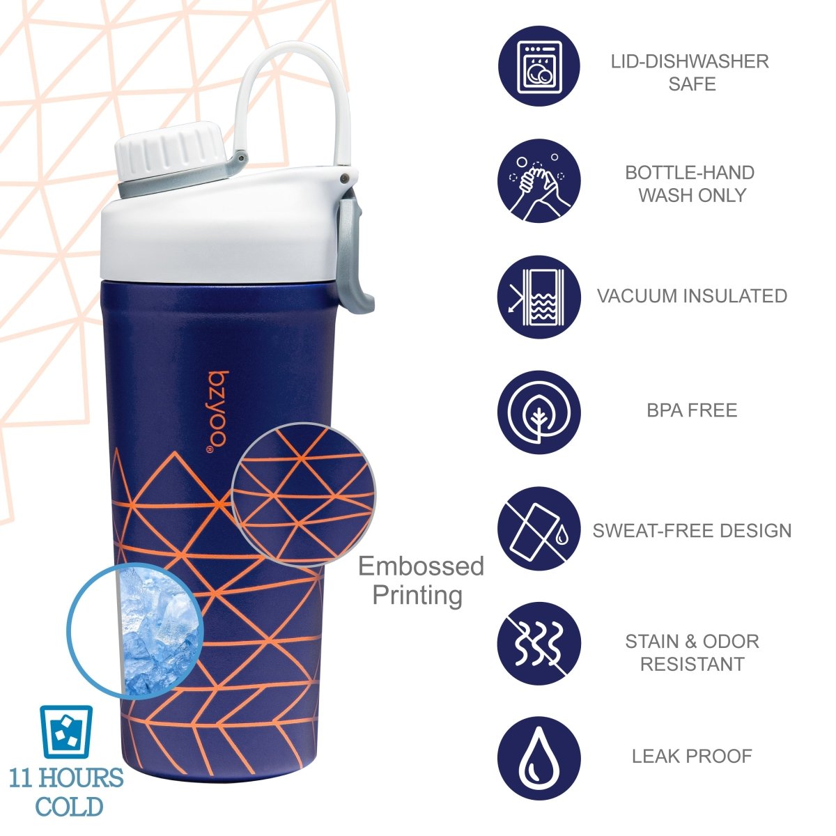 26 HyPro Insulated Stainless Steel Double Wall Shaker Water Bottle - bzyoo