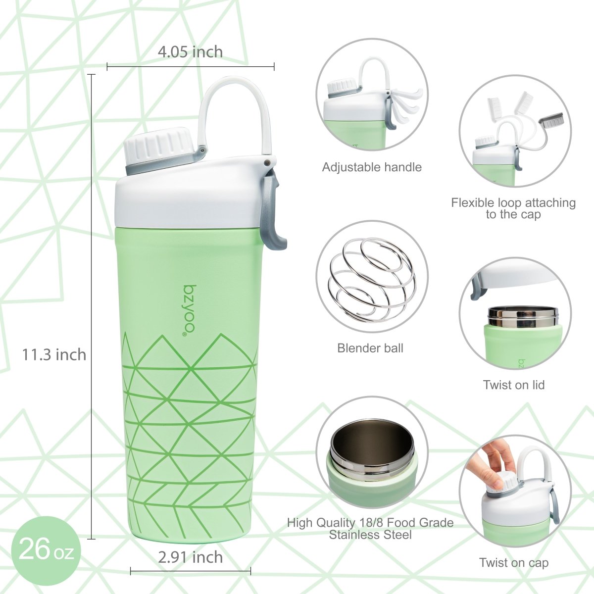Double Wall Vacuum Insulated Protein Shaker Bottle. - SJNJD395