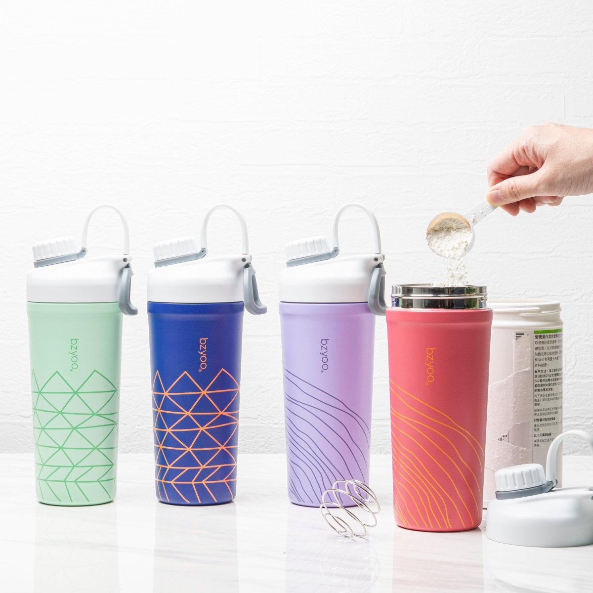 Double Wall Stainless Steel Shaker Bottle for Protein Mixes - HLB-B-71AW -  IdeaStage Promotional Products