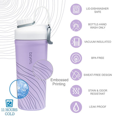 26 HyPro Insulated Stainless Steel Double Wall Shaker Water Bottle - bzyoo