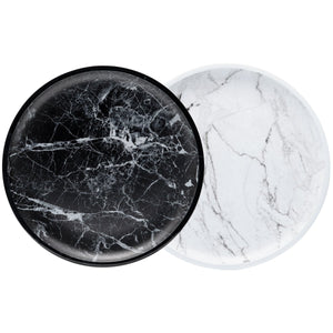 2pc Marble Melamine Round Platter - Black & White - bzyoo