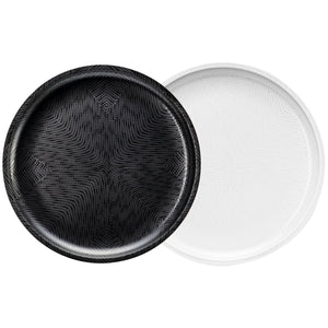 2pc Mono Melamine Round Platter - Black & White - bzyoo