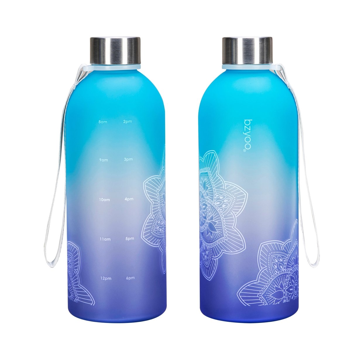 32oz La La Mandala Time Marker Tritan Water Bottle w/ Carrying Strap - bzyoo