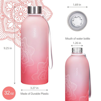 32oz La La Mandala Time Marker Tritan Water Bottle w/ Carrying Strap - bzyoo