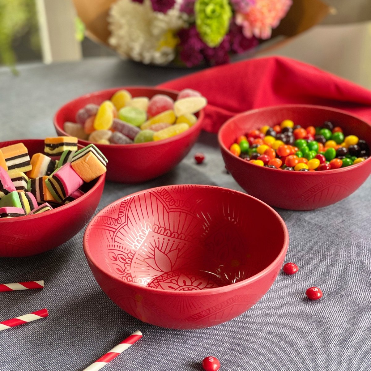 4pc La La Mandala Melamine Bowl Set - bzyoo
