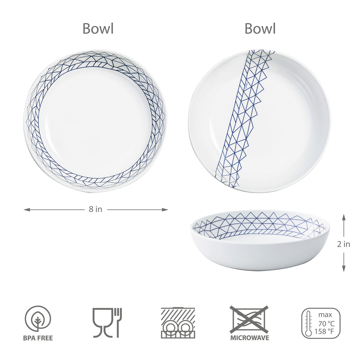 4pc Spidy 7.9" Melamine Pasta Bowl Set - Spidy French Navy