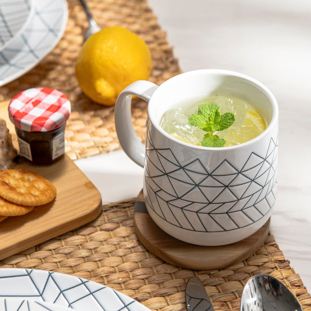 6pc Spidy 14oz Coffee Tea Ceramic Mug Set - White | Bzyoo