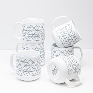 6pc Spidy 14oz Coffee Tea Ceramic Mug Set - White - bzyoo