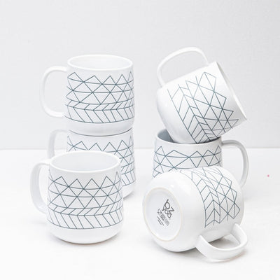 6pc Spidy 14oz Coffee Tea Ceramic Mug Set - White - bzyoo