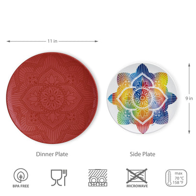 8pc La La Mandala Melamine Plate Set - La La Mandala Red