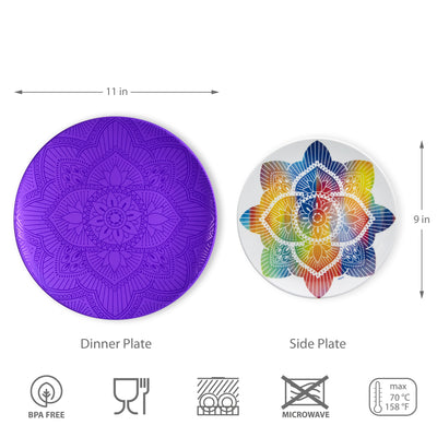 8pc La La Mandala Melamine Plate Set - La La Mandala Purple