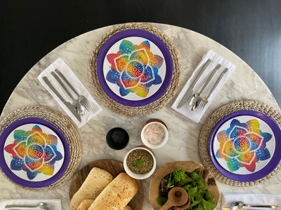 8pc La La Mandala Melamine Plate Set - La La Mandala Purple