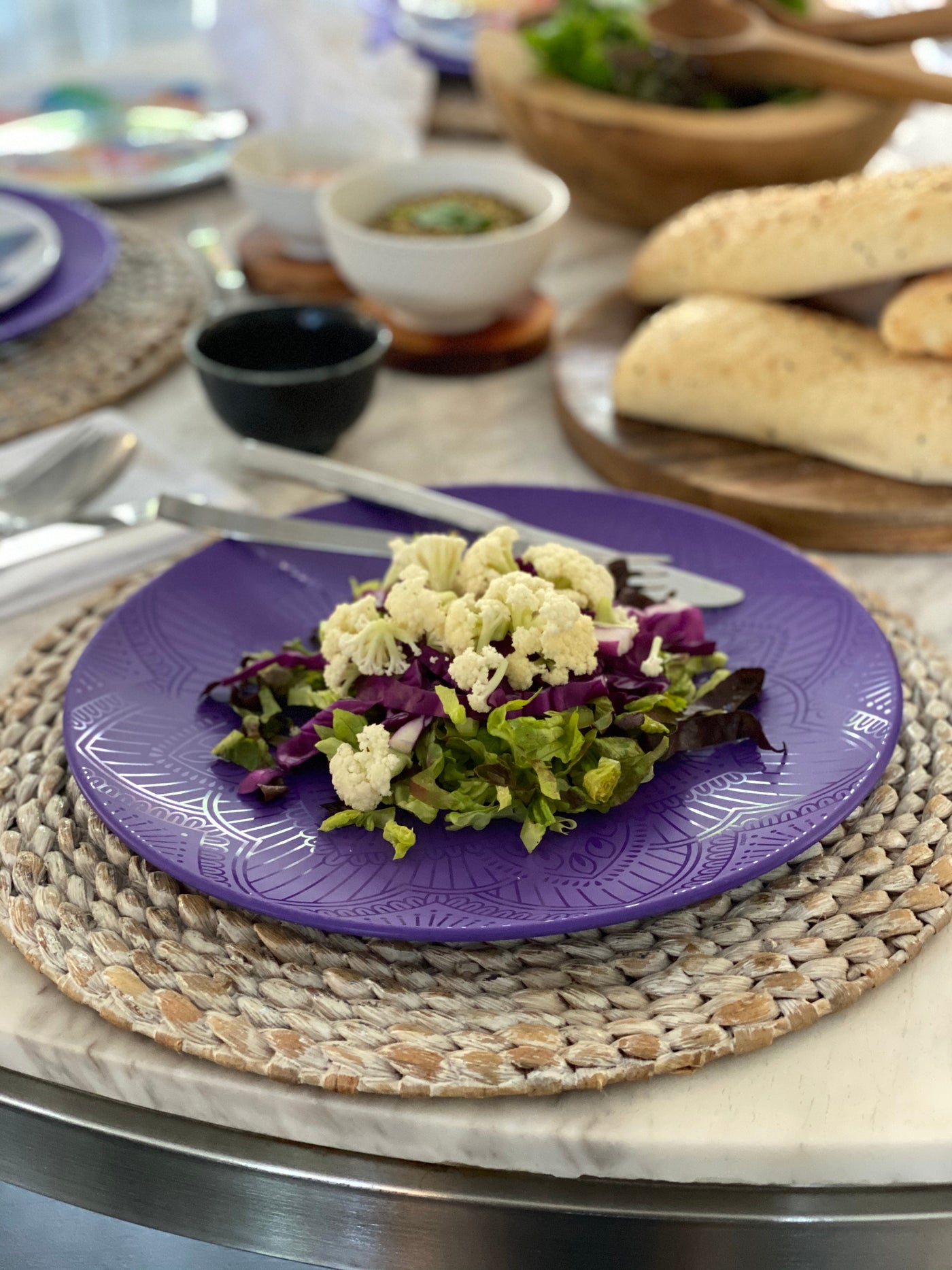 8pc La La Mandala Melamine Plate Set - La La Mandala Purple