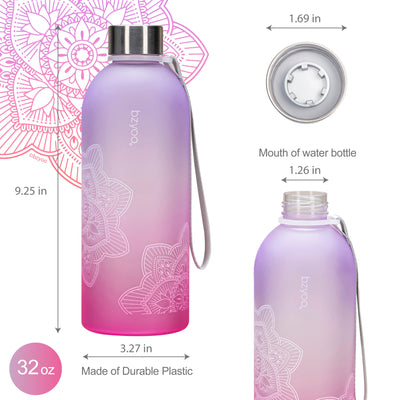 32oz La La Mandala Time Marker Tritan Water Bottle w/ Carrying Strap - Ombre Pink