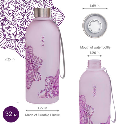 32oz La La Mandala Time Marker Tritan Water Bottle w/ Carrying Strap - Purple