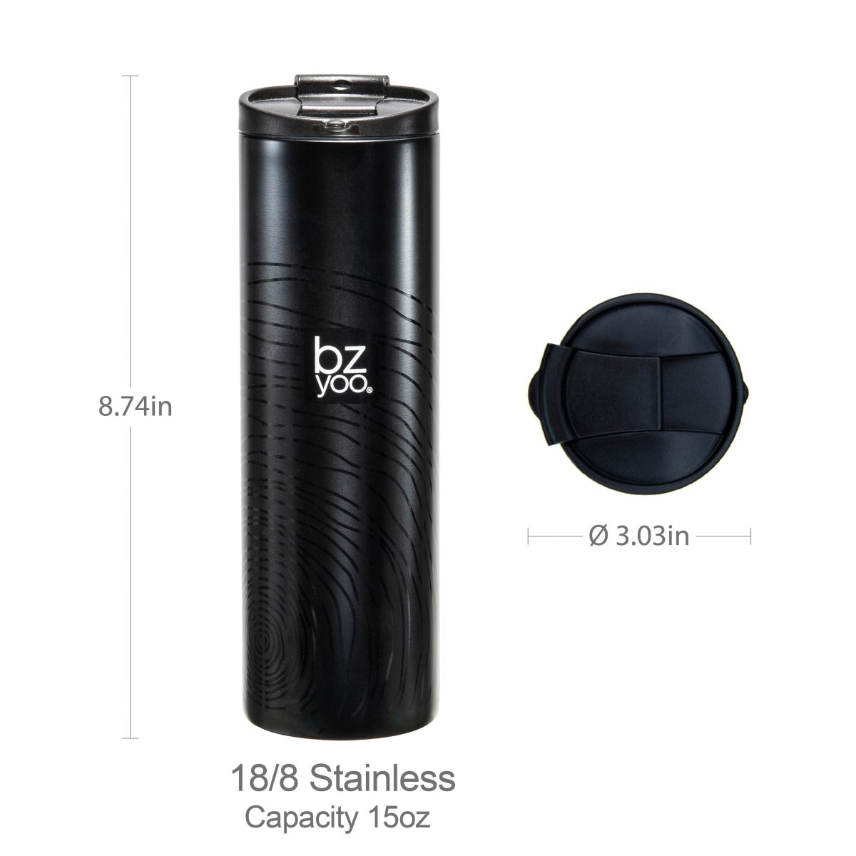 Brew Stainless Steel Vacuum Double Wall Insulated Tumbler - Organica Black - bzyoo