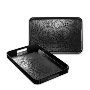 La La Mandala Melamine 11.5in x 16inch Gallery Tray - Black - bzyoo