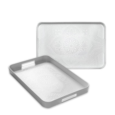 La La Mandala Melamine 11.5in x 16inch Gallery Tray - White - bzyoo