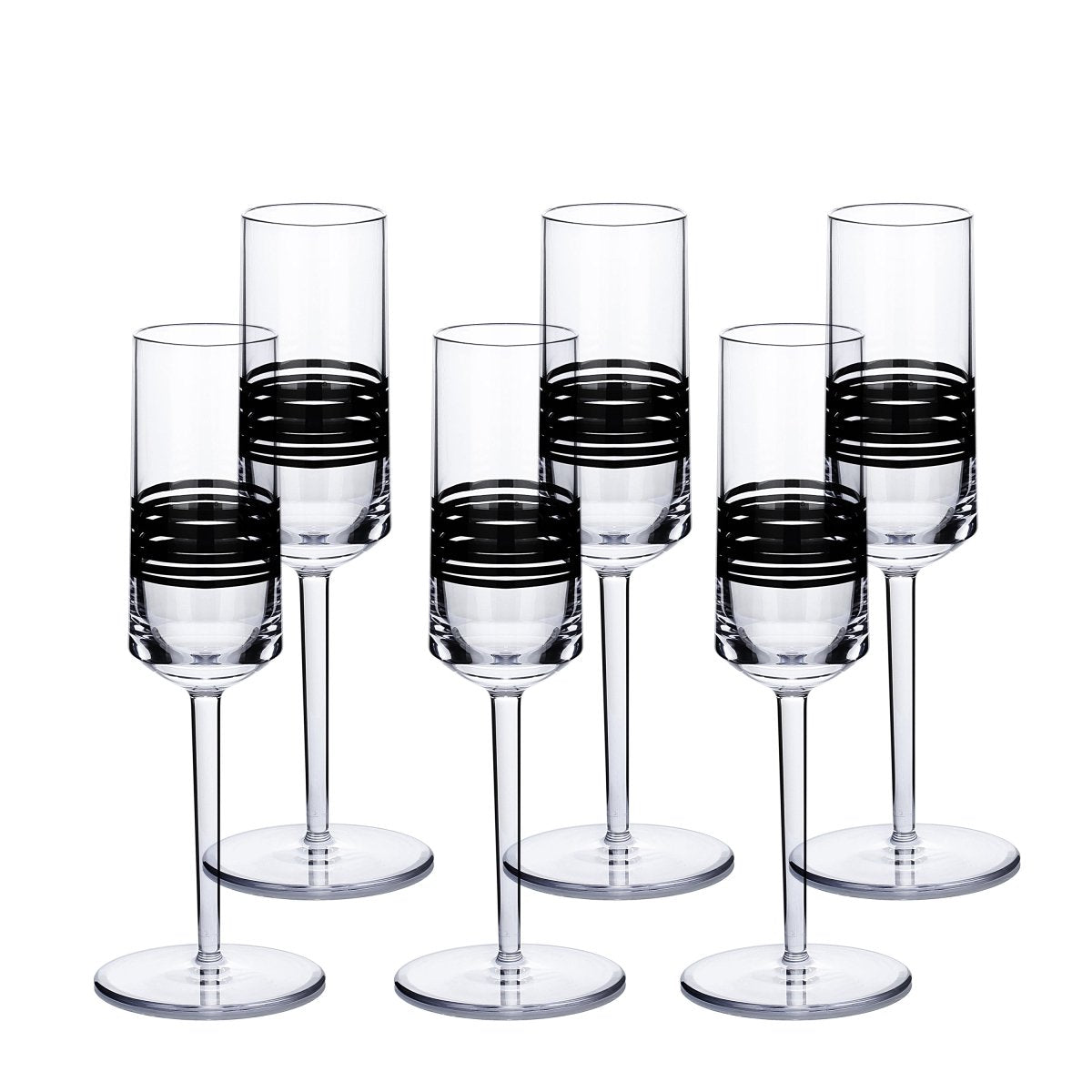 Long Stem Champange Glass Set of 6 - Black - bzyoo