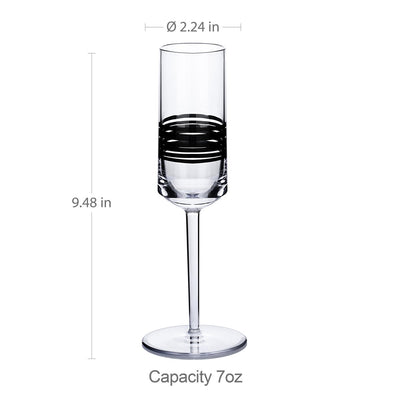 Long Stem Champange Glass Set of 6 - Black - bzyoo