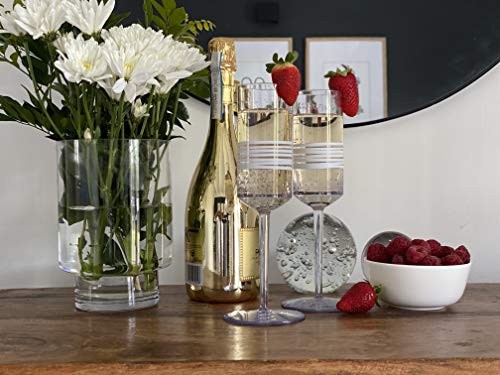Long Stem Champange Glass Set of 6 - White - bzyoo