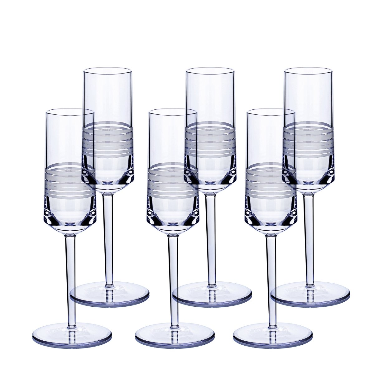 Long Stem Champange Glass Set of 6 - White - bzyoo