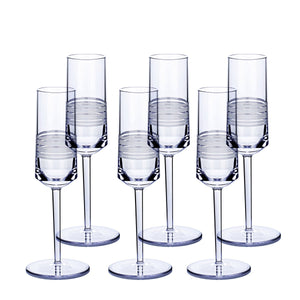 Long Stem Champange Glass Set of 6 - White - bzyoo