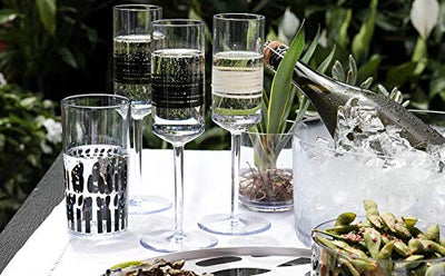Long Stem Champange Glass Set of 6 - White - bzyoo