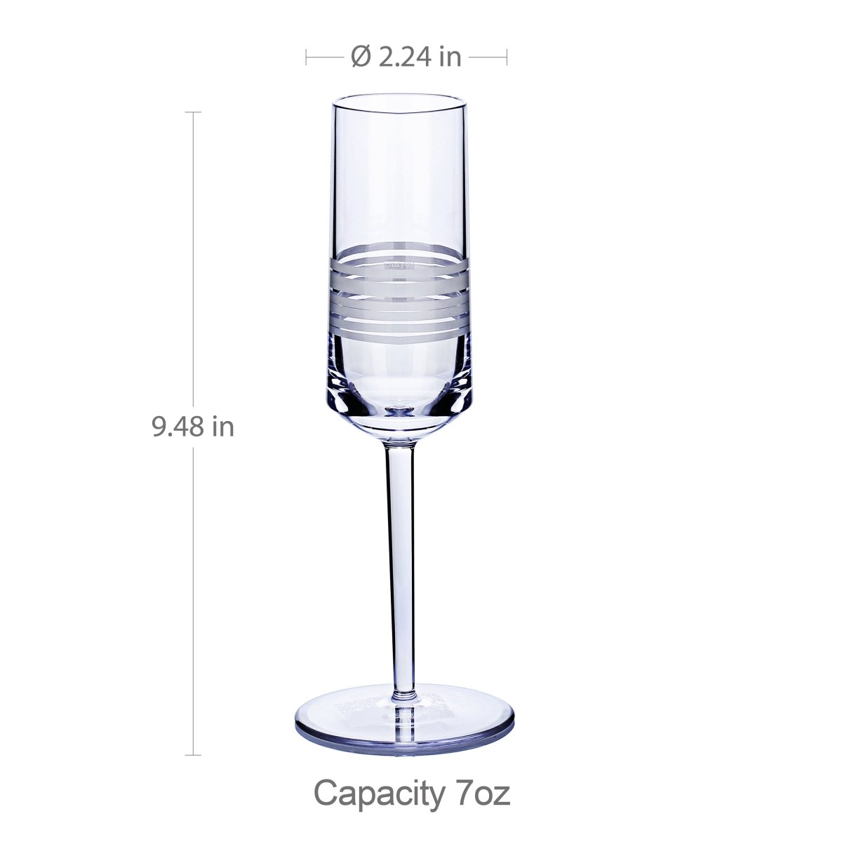 Long Stem Champange Glass Set of 6 - White - bzyoo
