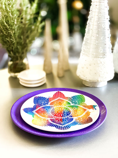 8pc La La Mandala Melamine Plate Set - La La Mandala Purple