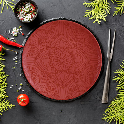 8pc La La Mandala Melamine Plate Set - La La Mandala Red