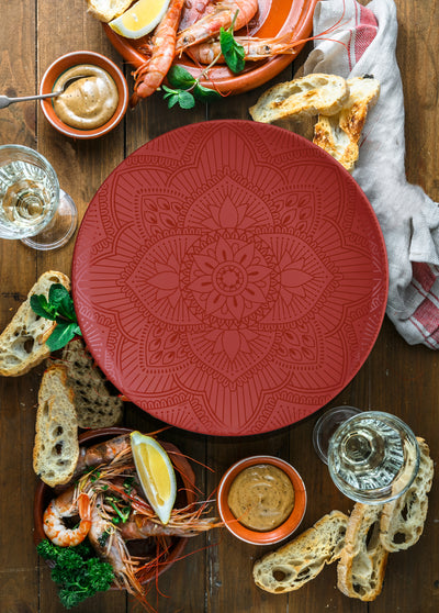 8pc La La Mandala Melamine Plate Set - La La Mandala Red